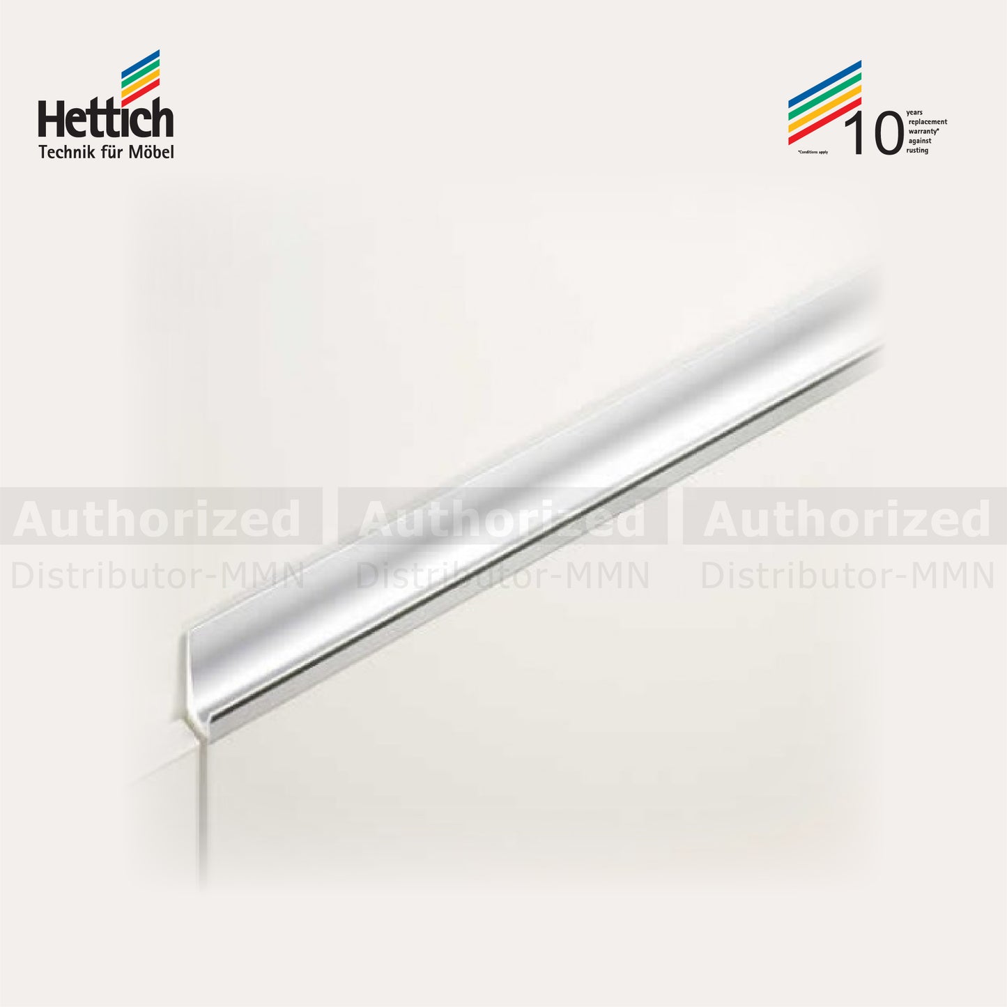 Hettich Lutetia Profile Handle J Type, Height 28mm / Length 3000mm, Aluminium Finish - HT913375600