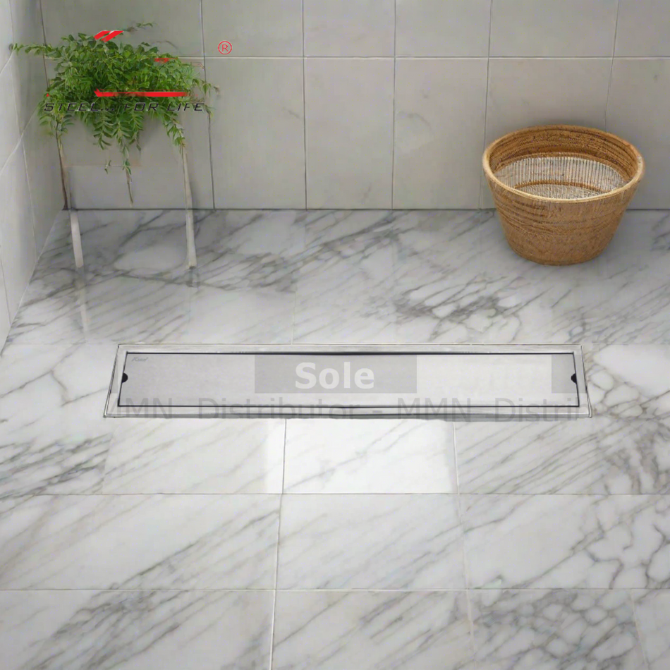 Kich Rectangle Shower Floor Drain , Size 12"X4" , Stainless Steel 304 Finish  - KSFD1412S