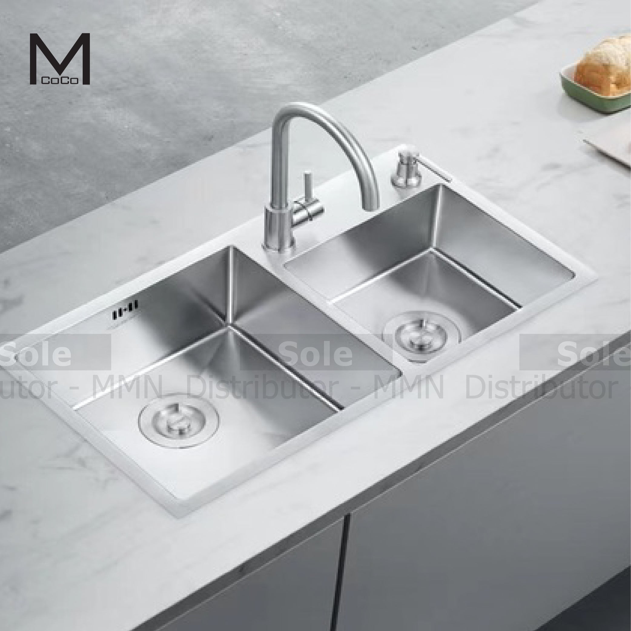 Mcoco Kitchen Sink Double Bowl SS201 Nano with Telescopic Basket and D ...