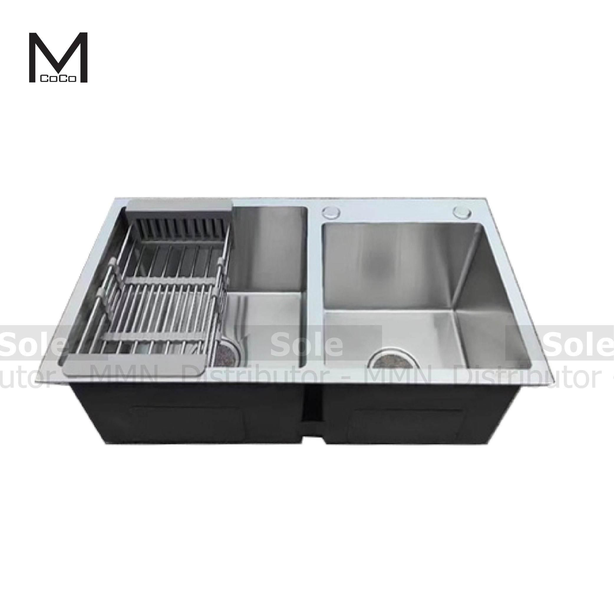 Mcoco Kitchen Sink Double Bowl SS304 Brushed Silver Flat Edge Double B ...