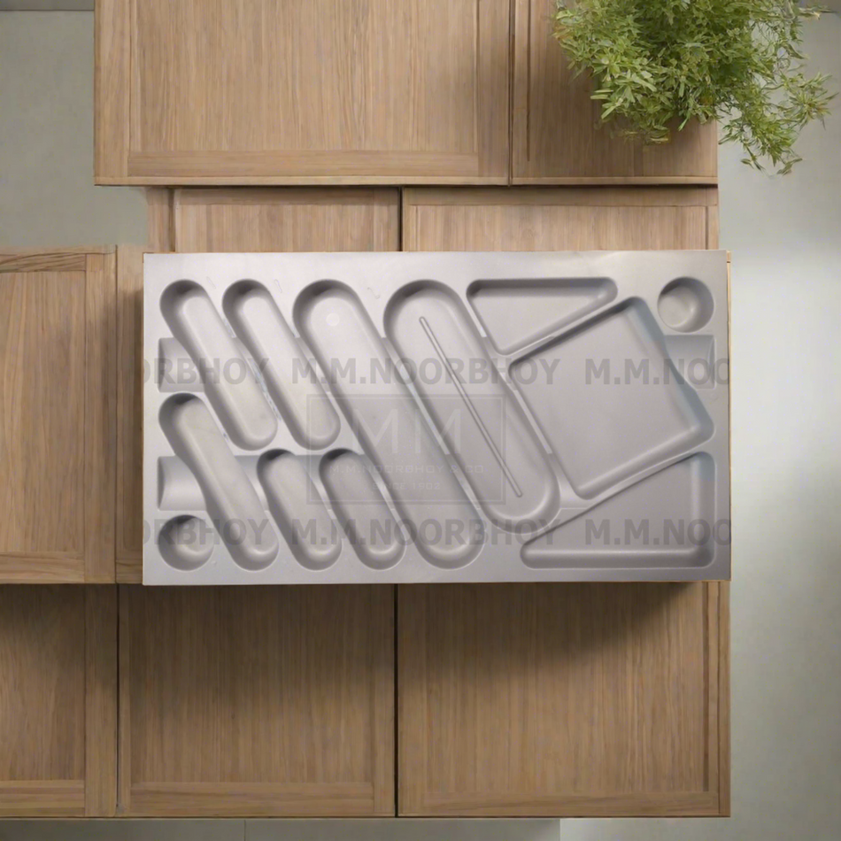 Mcoco Kitchen Cutlery Tray , Size 840x490x45MM ,Plastic Matt Gray. - KITKE0303