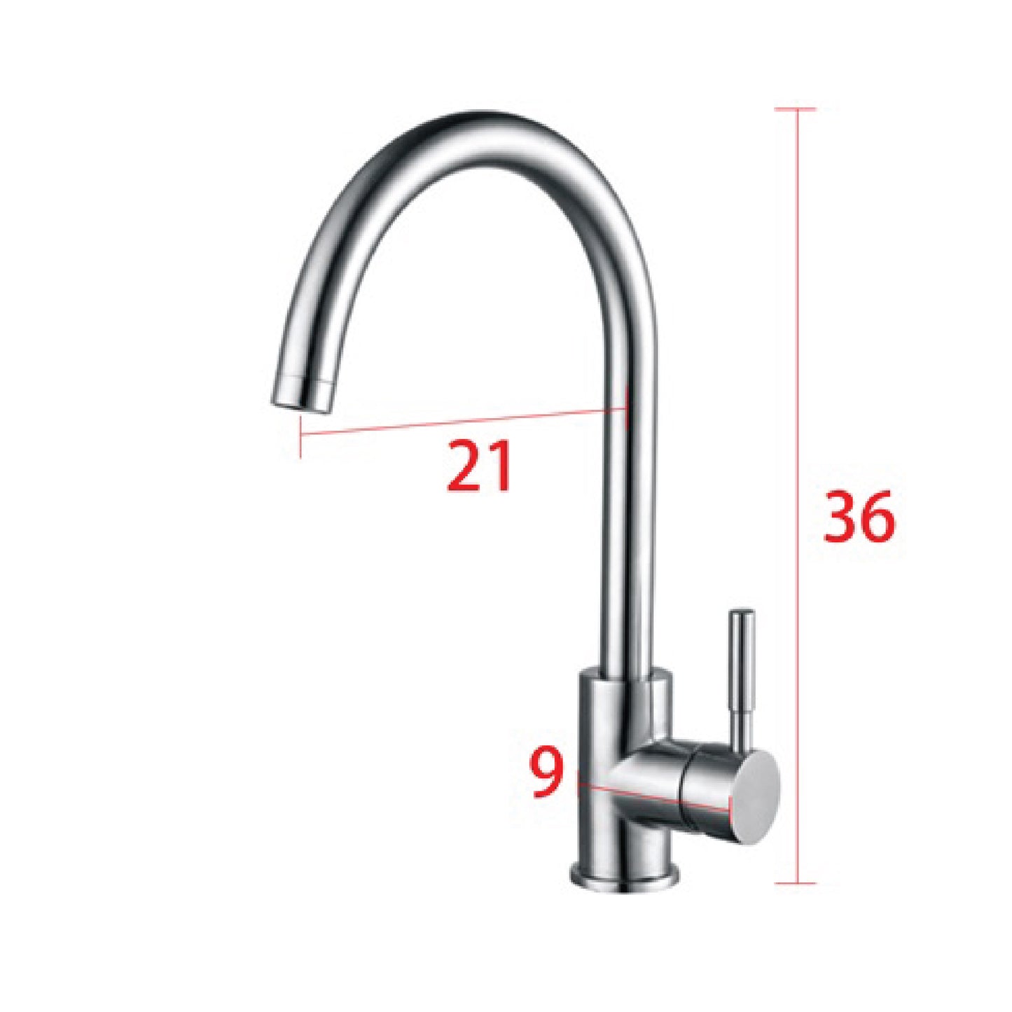 Mcoco Ss304 Kitchen Mixer Faucet Brushed Nickel 36x9x21cm Each - YT-2508MSS