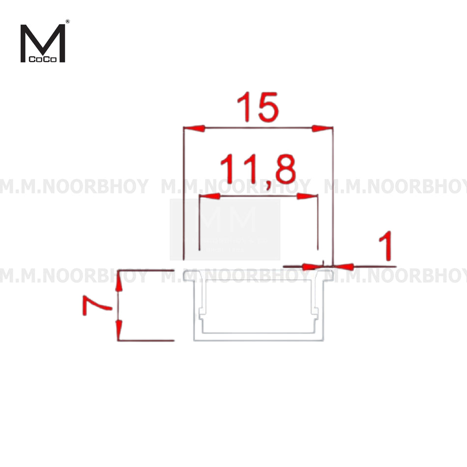 Mcoco Aluminium Recessed Profile With Colar and PC Cover - Matte White Finish - Length 3 Mtr - MCO/ALPCO/COL/1507/3MTR