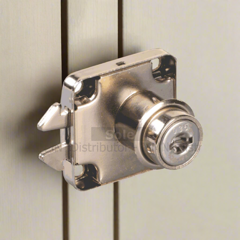 Ebco Mortise Lock For Cabinet Sliding Door 22mm, Nickel Plated Finish - ESML122