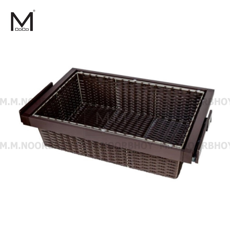 Mcoco Pullout Rattan Basket Aluminium, Plastic and Artificial Rattan Material with Matt Grey Finish - DYH-06