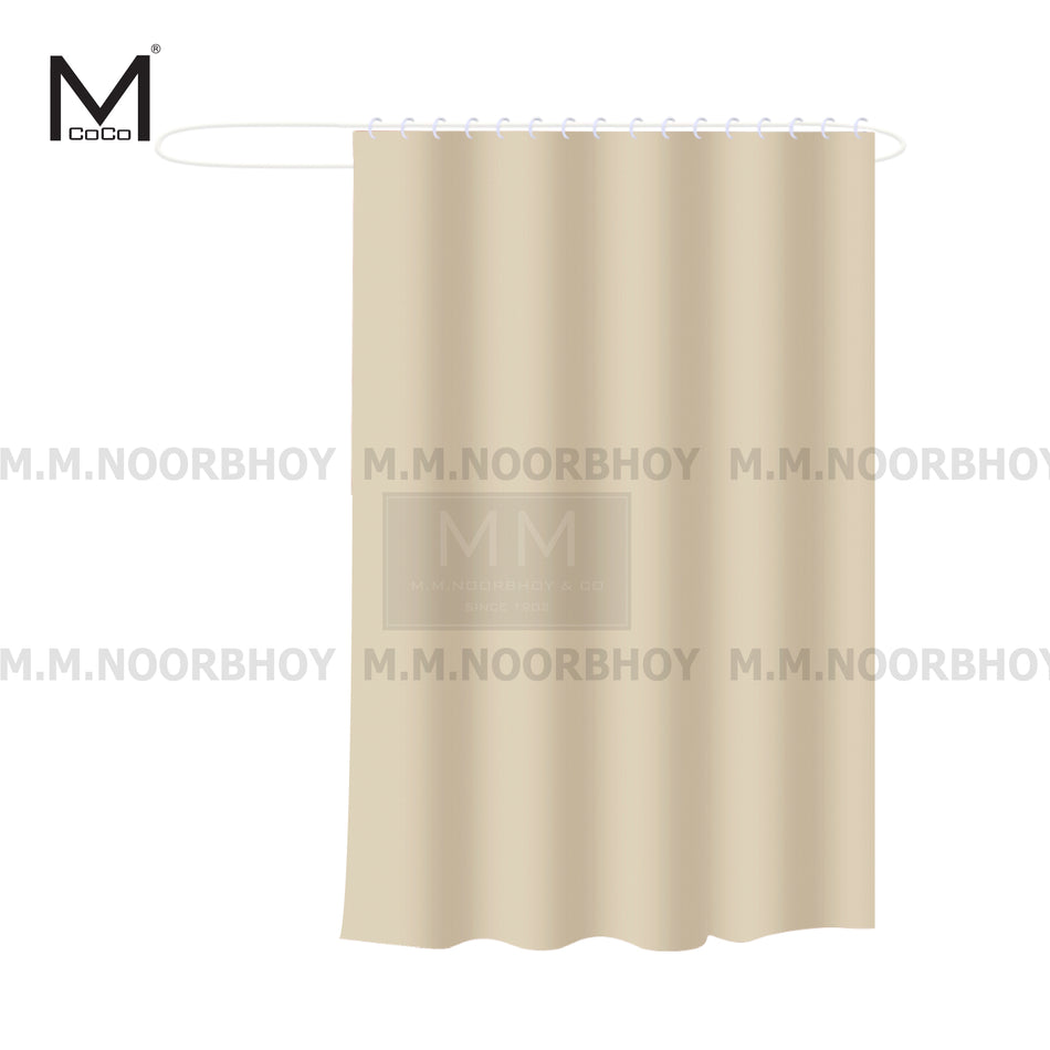 Mcoco Polyester Shower Curtain with Plastic Hooks Beige Color - MCO/SC/BEI/160012