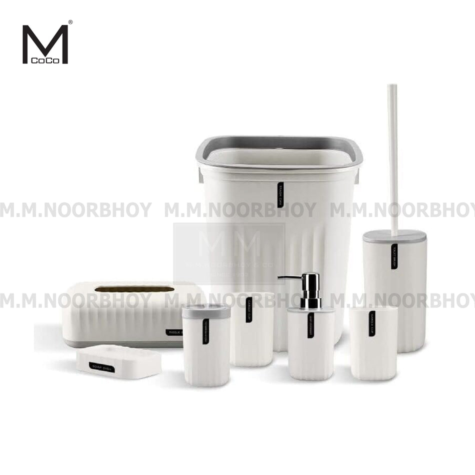 Mcoco 8 Pieces Bathroom Accessories White Color Set - MCO/BA8/WHT/210317