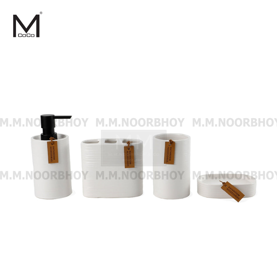 Mcoco Four Pieces Bathroom Accessories Set Black and White Color - MCO/BA4/