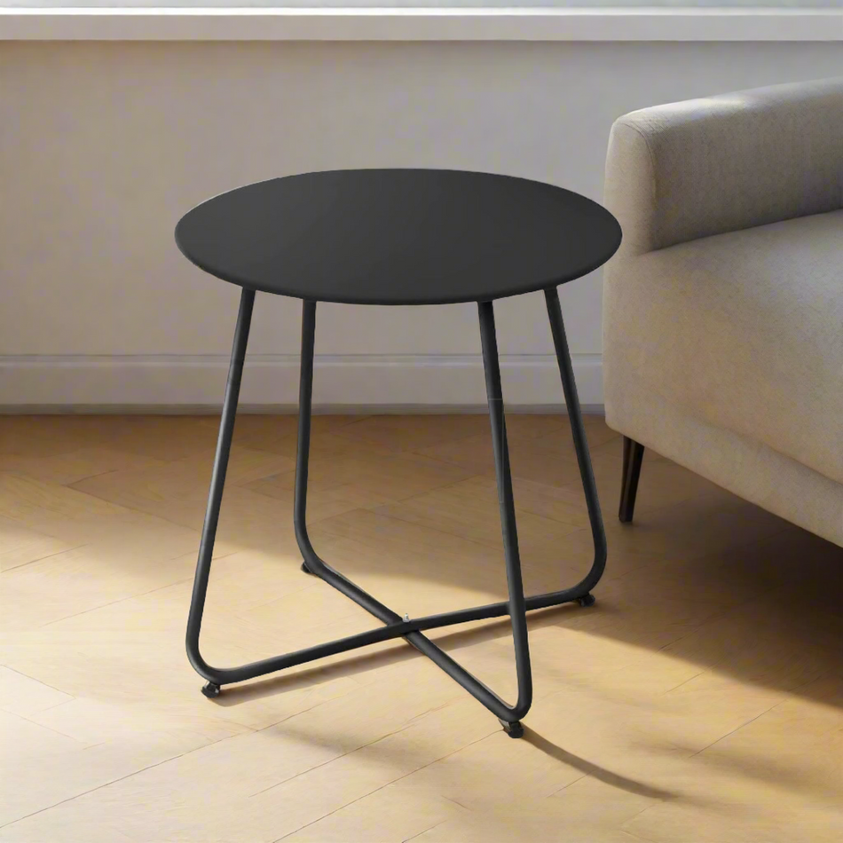 Mcoco Steel Multipurpose Round Side Table Black Color Each - YI-DS006