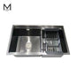 Mcoco Sink Square Double Bowl Dimension 800x450x200mm Stainless Steel Finish - Mco8045SS