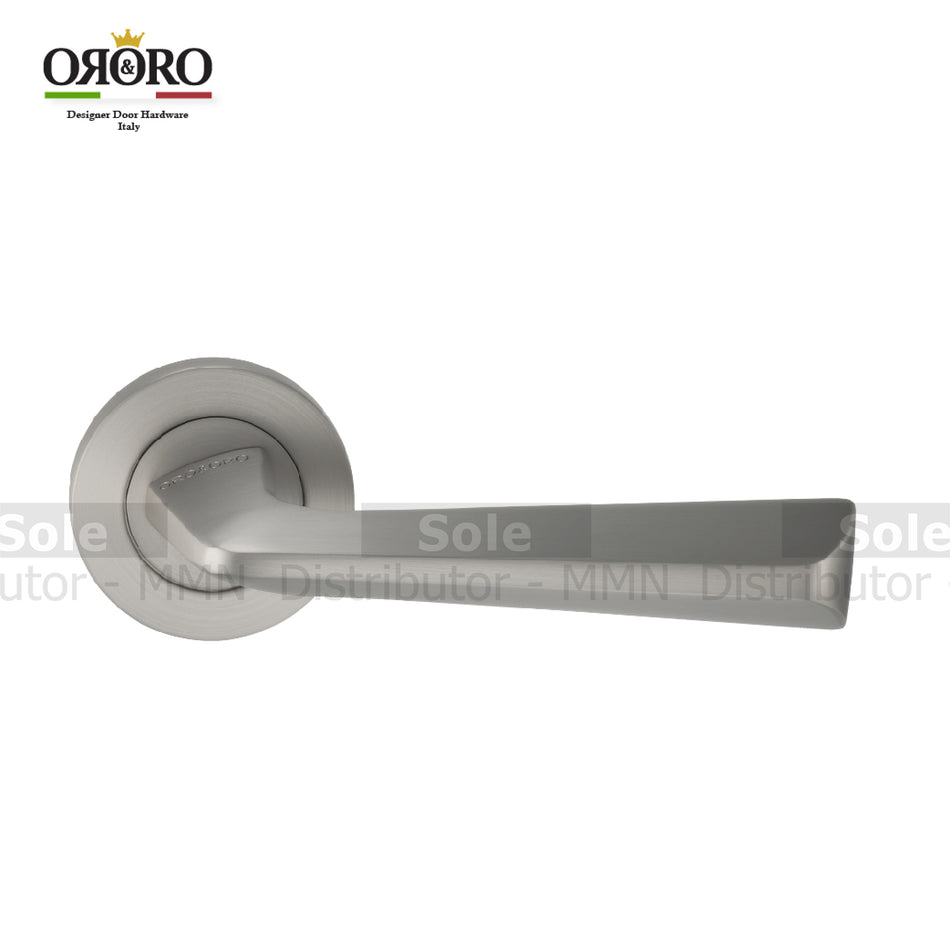 Oro & Oro Main Door Tubular Lever Handles With 2 Key Holes Matt Satin Nickel Finish - ORO04616EMSN