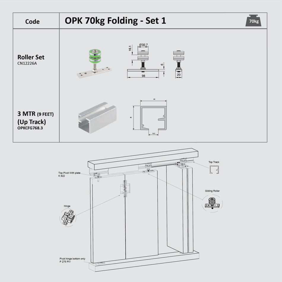 Opk 70Kg Folding Door System Set - CN12226A/OPKCFG768.3