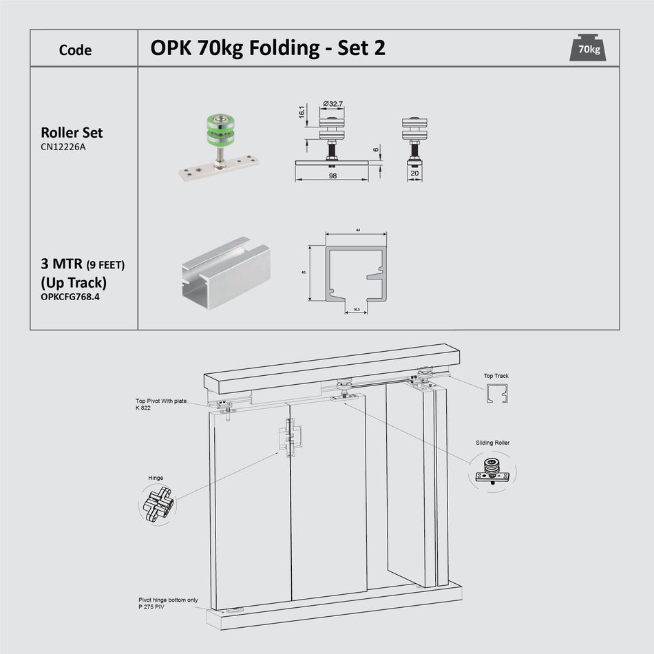 Opk 70Kg Folding Door System Set - CN12226A/OPKCFG768.4