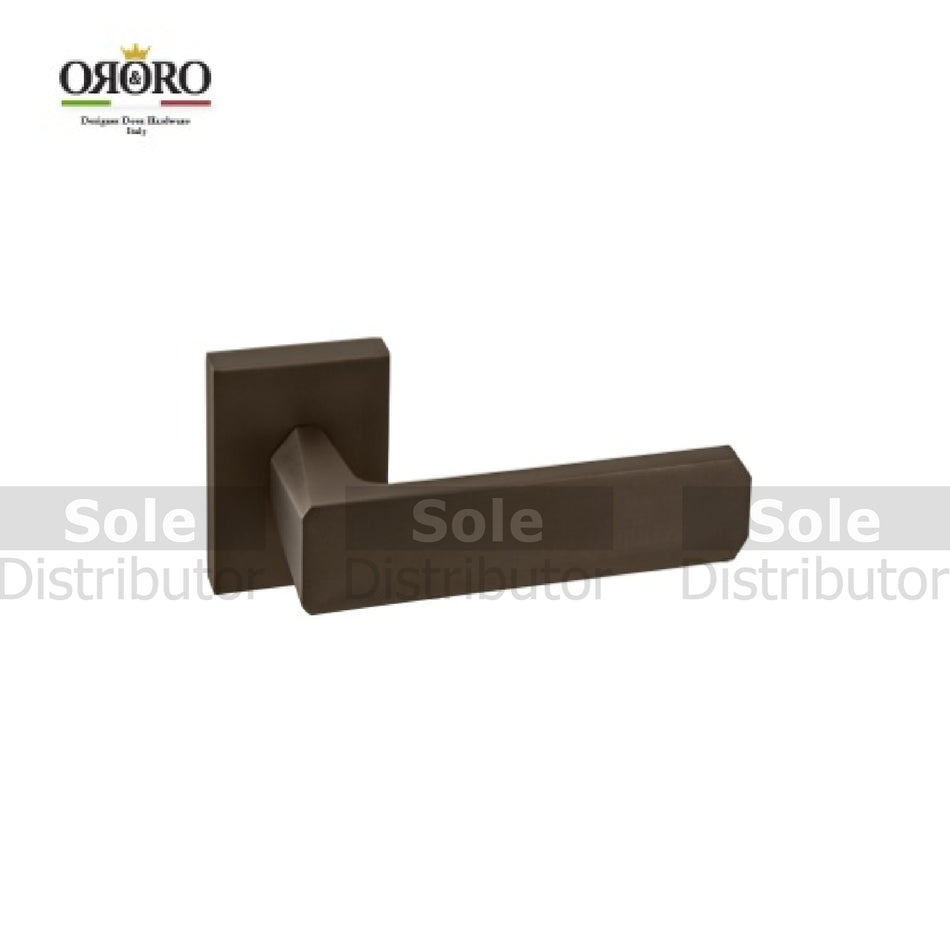 Oro & Oro Main Door Lever Handles On Straight Square Rose With 2 Key Holes Matt Satin Nickel, Matt Antique Brass, Titanium, Matt Black & Black Finish - ORO10815E