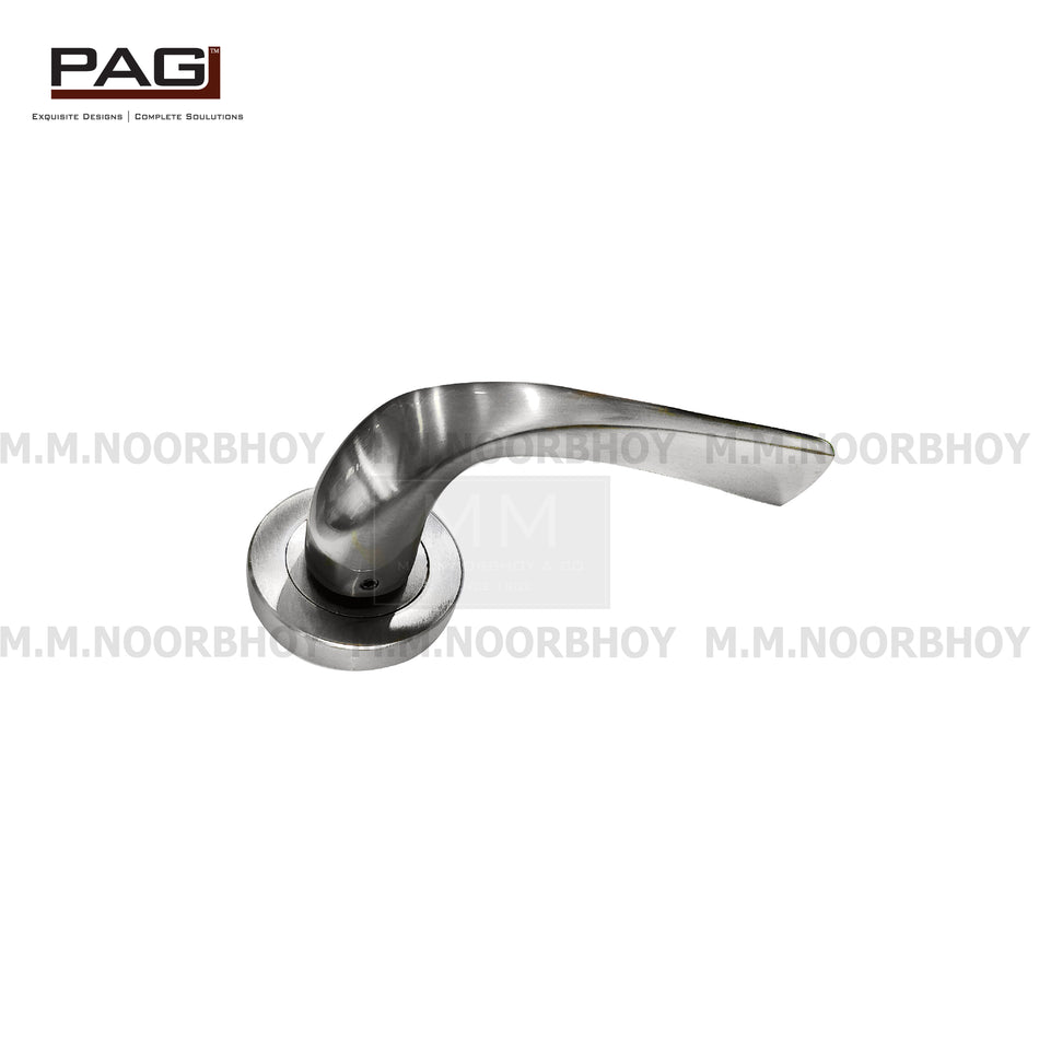 Pag Main Door Lever Handle With Key Holes , Brass Antique Bronze & Silver Satin Finish - G9447