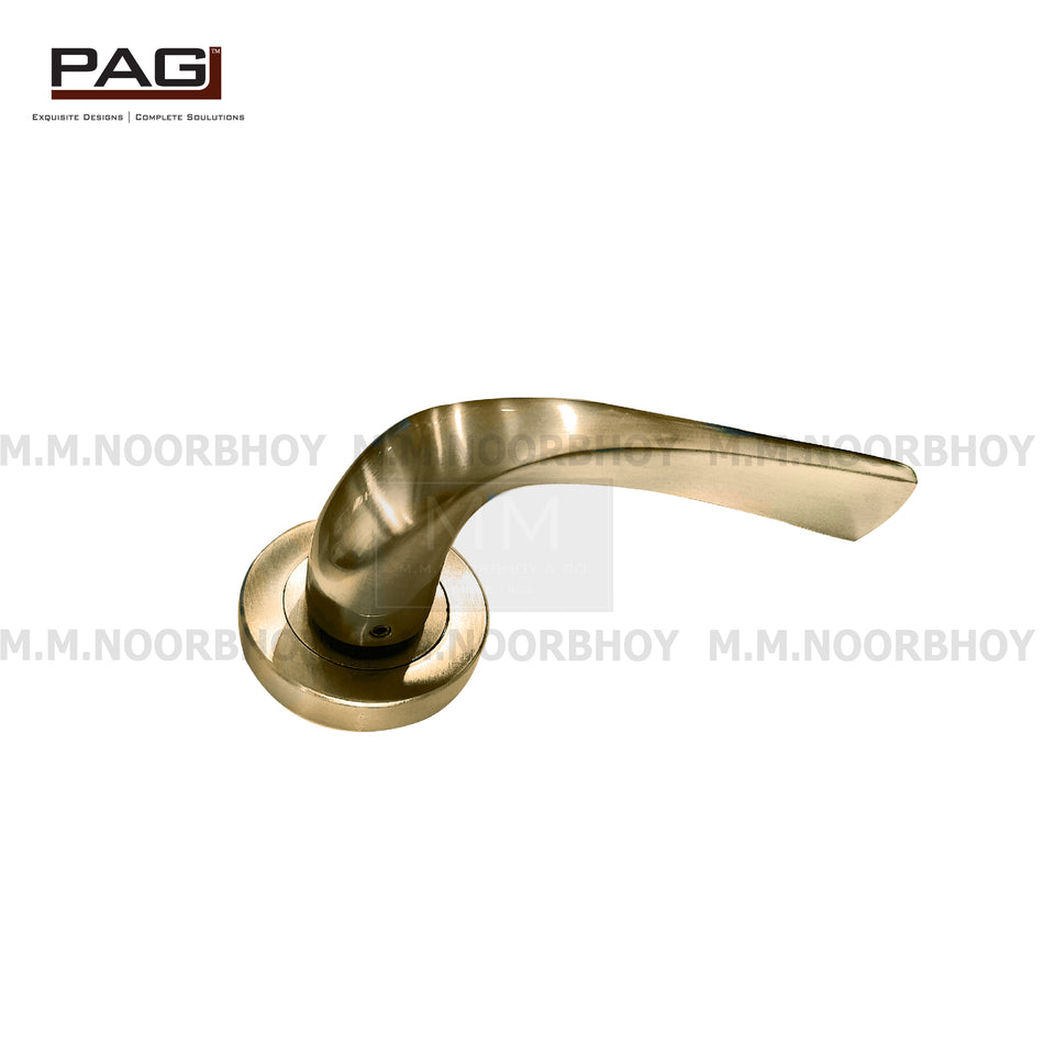 Pag Main Door Lever Handle With Key Holes , Brass Antique Bronze & Silver Satin Finish - G9447