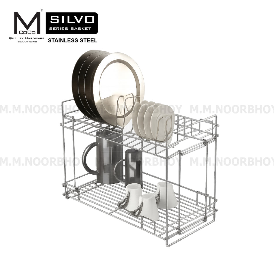 Mcoco Silvo Foldable 2 Layer Dish Rack with Thali Rack Each -  MCOSV/FOLR2TH/SS/PFR2LT2984