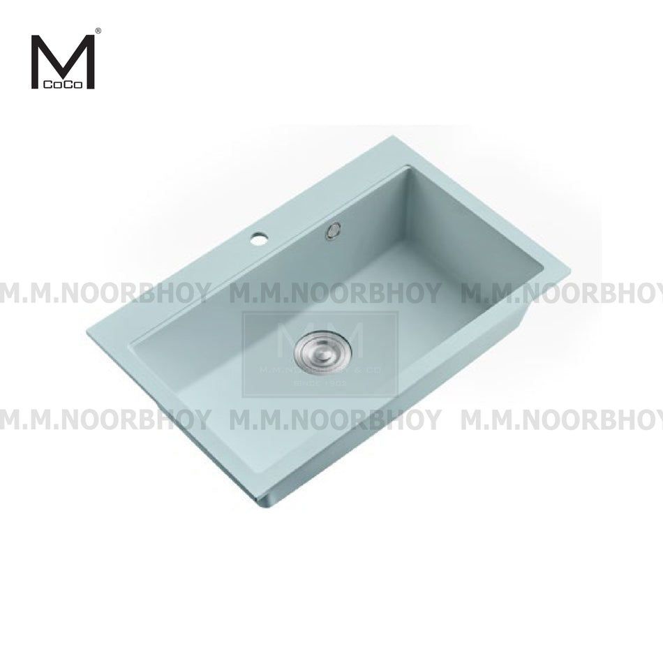 Mcoco Melamine Sink With Drainer and Overflow Matt Morandi Blue Color Each - MCO/MS/MMBL/SD002040Q-7850