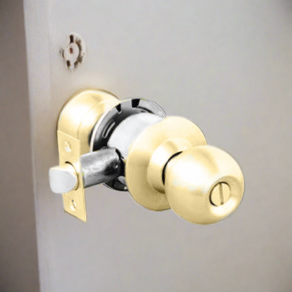 Yale Knobset Ball Lock 60mm Bathroom, Polished Brass Backset - VCA5122NUS