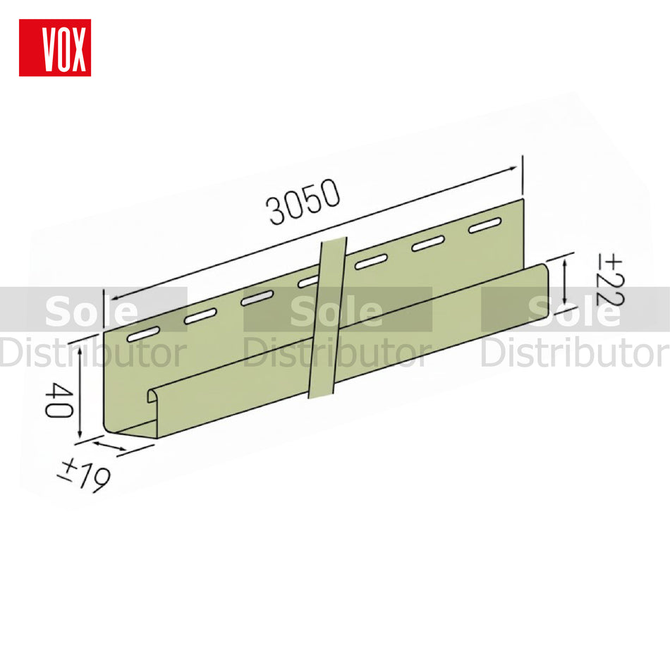 Vox Color VOX Fluted Panel J-Trim Light Olive Color 3.05m - VOX/FP/TRM 15/LO/3.0 ...
