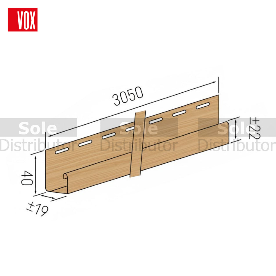 VOX Fluted Panel J-Trim Oak Color 3.05m - VOX/FP/TRM-15/OAK/3.05/3008878