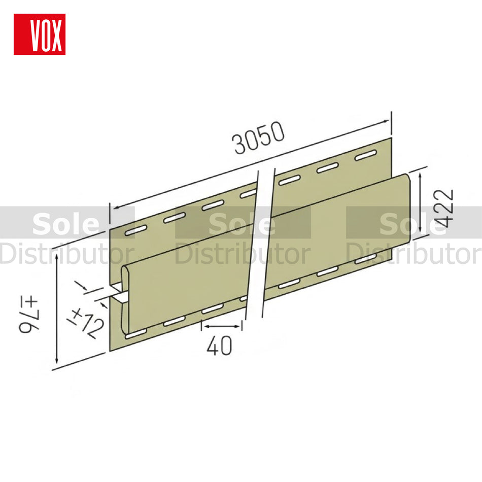 VOX Fluted Panel J-Trim Light Olive Color 3.05m - VOX/FP/TRM-18/LO/3.05/3030484