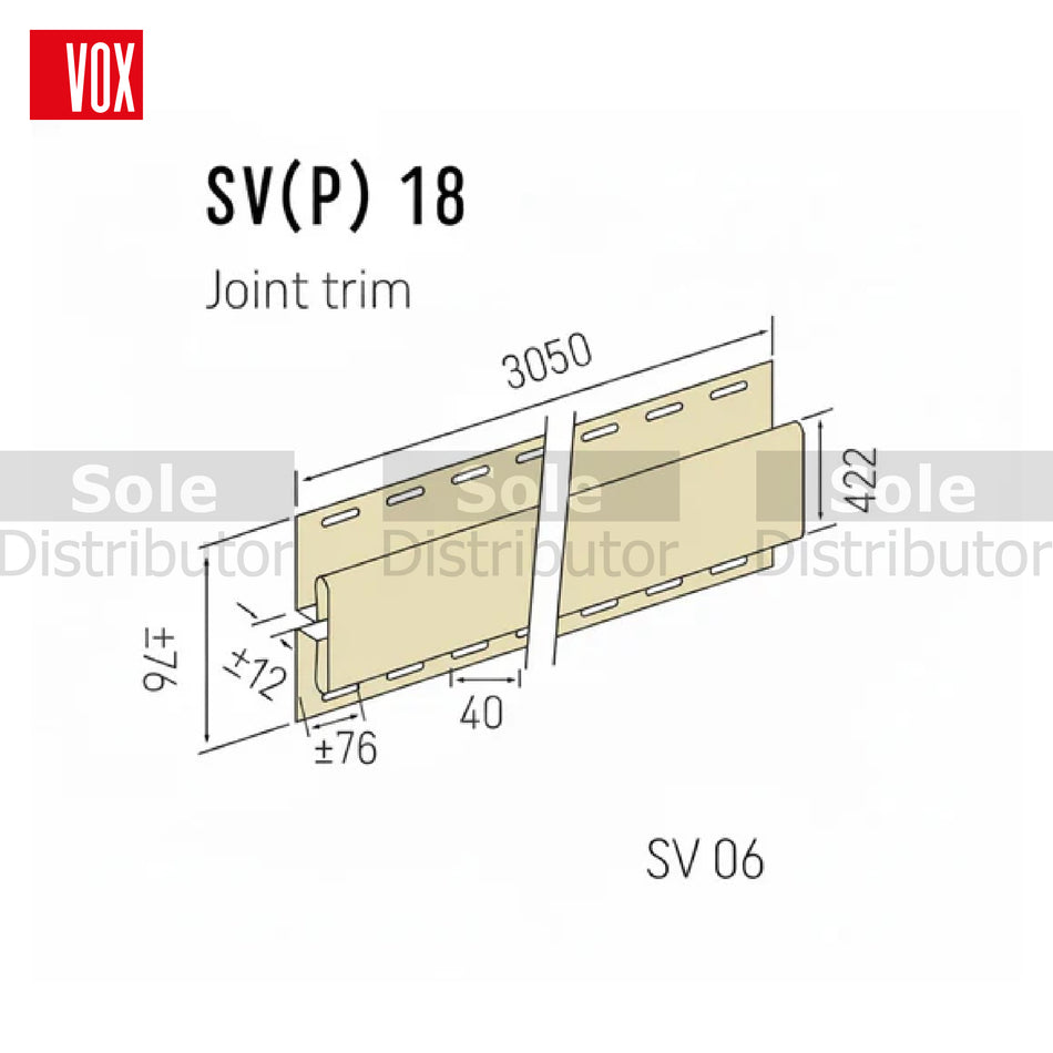 VOX Fluted Panel Center Joint Trim Butter Cream Color 3.05m - VOX/FP/TRM 18/BC/3.05/3030483