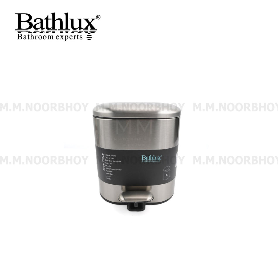 Bathlux Oval Pedal Waste Bin Stainless Steel Material and Silver Color with Three Liter - BLX/WB/SIL/71740