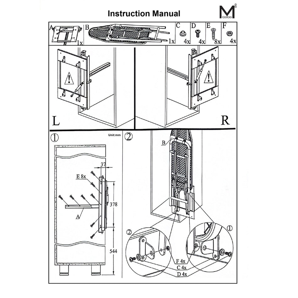 Mcoco Swivel Swing Iron Board L Shape Soft opening and Closing - MCO/HW/GR/2118.400.02