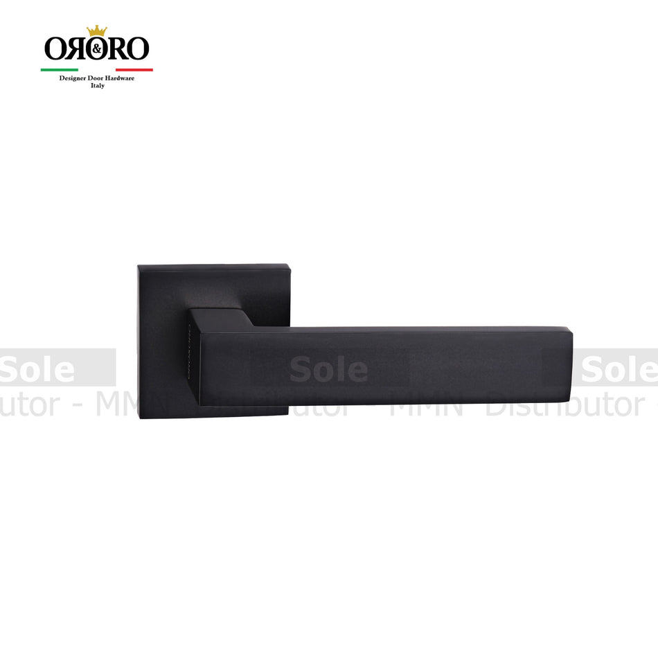 Oro & Oro Main Door Lever Handle with 2 Key Holes Pair - ORO10614EBLK