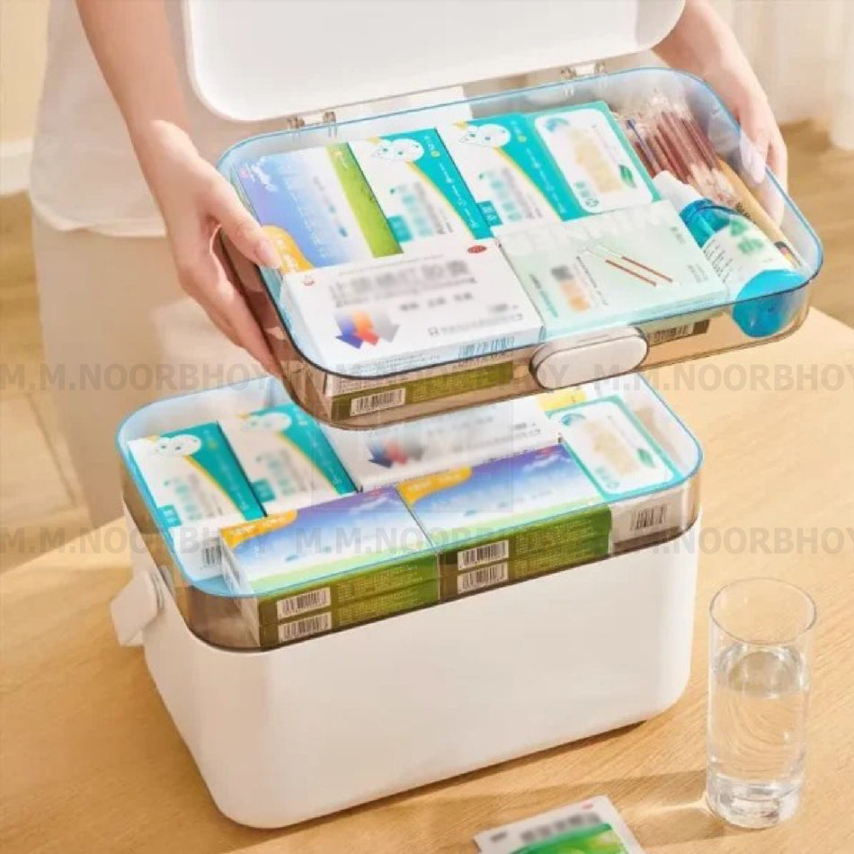 Portable Three Layer Medicine Box Yellow Color Material ABS, PET and PS - ECO/HW/YL/E24142