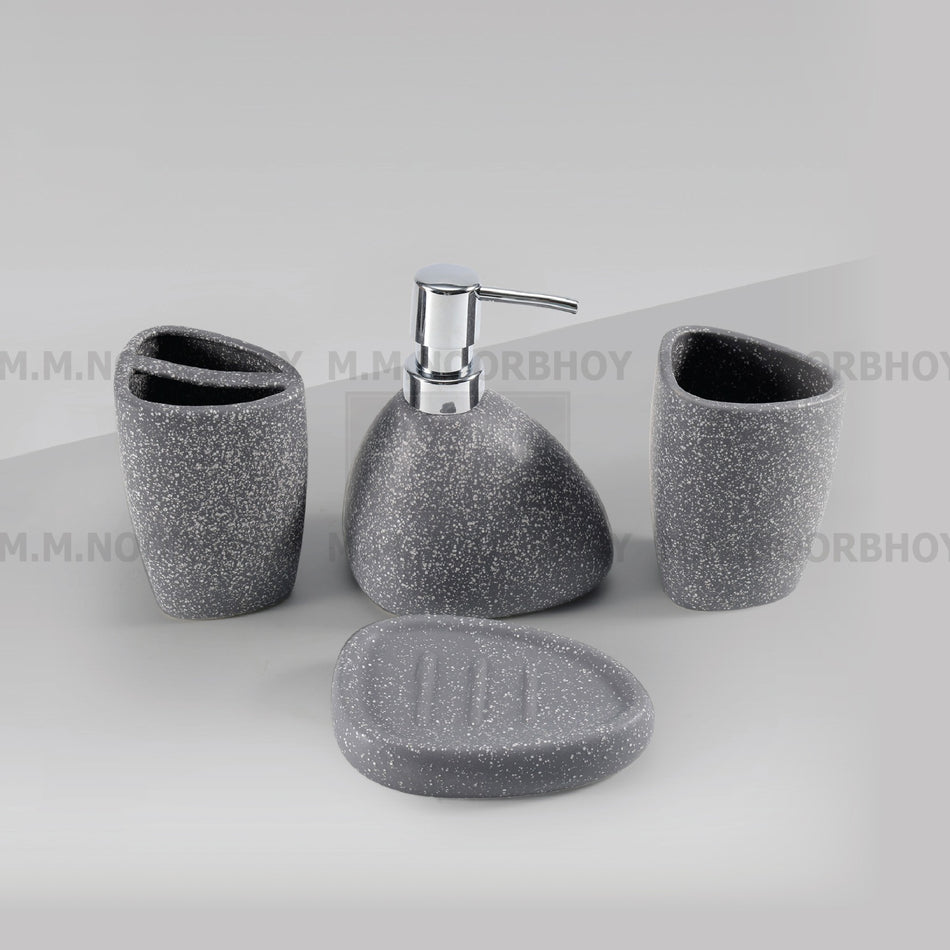 Four Pieces Bathroom Accessories Grey Color Set Ceramic - BLX/BA/GREY/71886