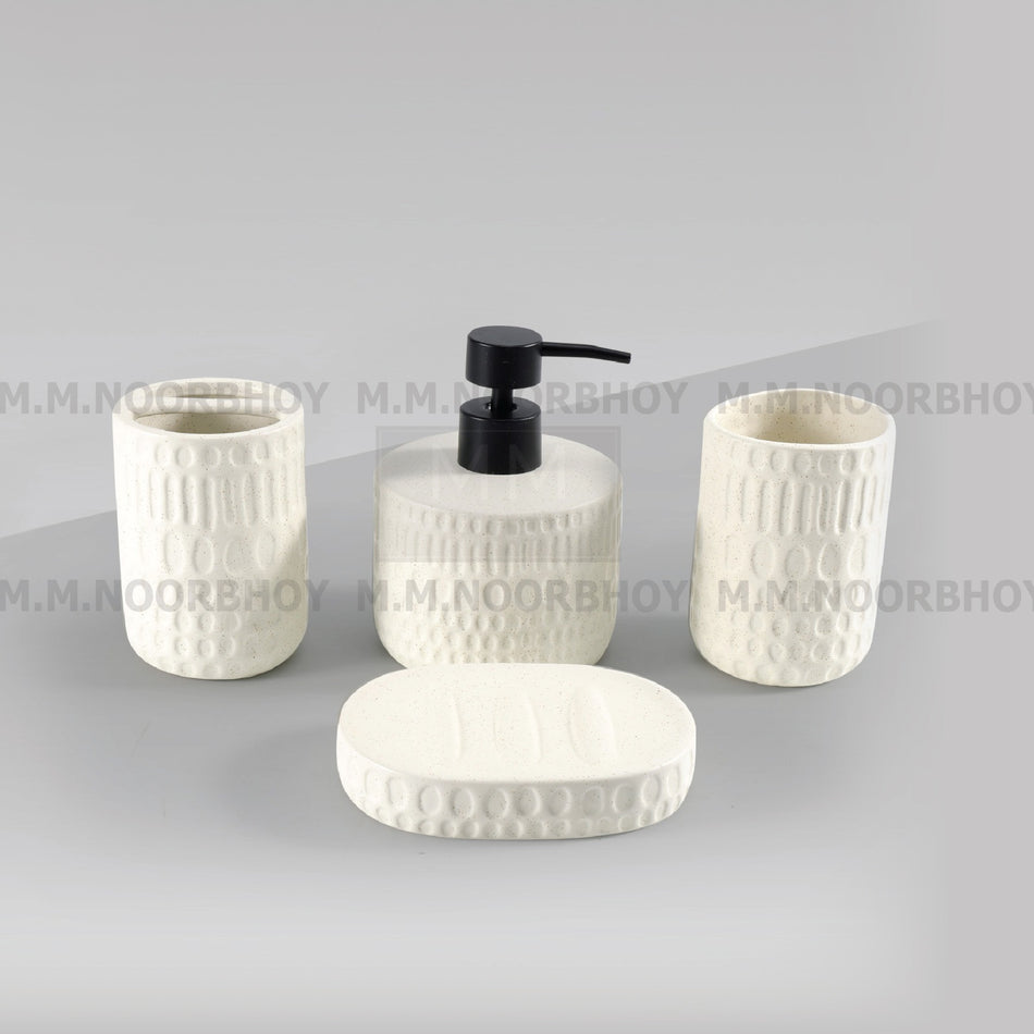 Four Pieces Bathroom Accessories White Color Set Ceramic - BLX/BA/WHT/71882