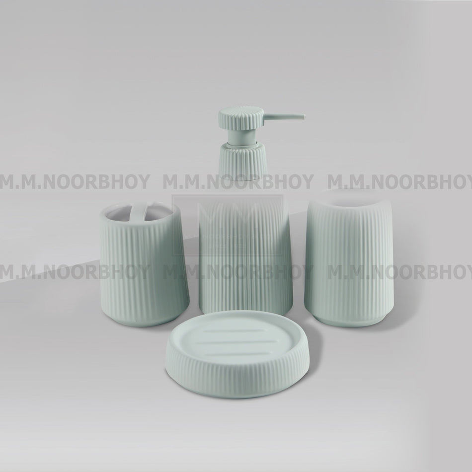 Four Pieces Bathroom Accessories Green Color Set Ceramic - BLX/BA/GRE/71891