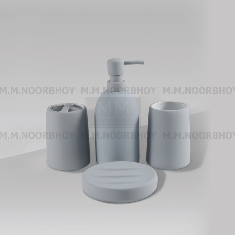 Four Pieces Bathroom Accessories Grey Color Set Ceramic - BLX/BA/GRY/71879