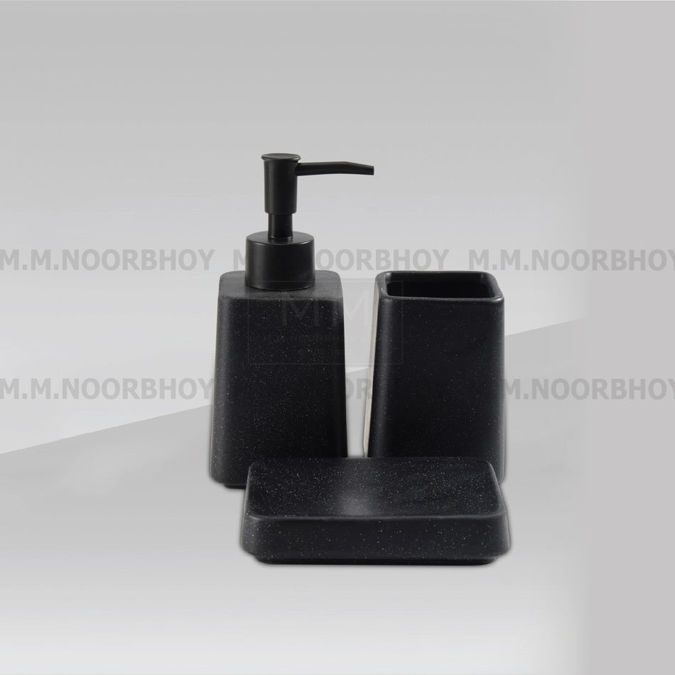 Three Pieces Bathroom Accessories Black Color Set Ceramic - BLX/BA/BLK/73173