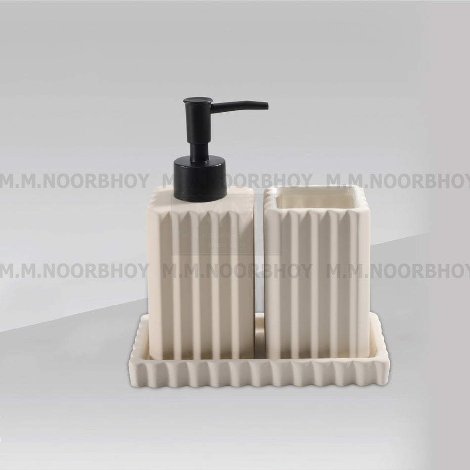 Three Pieces Bathroom Accessories Beige Color Set Ceramic - BLX/BA/BEI/73192