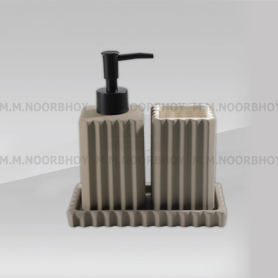 Three Pieces Bathroom Accessories Grey Color Set Ceramic - BLX/BA/GRY/73192