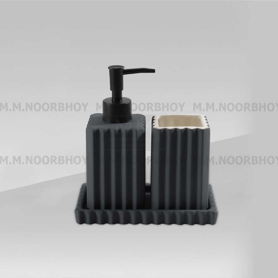 Three Pieces Bathroom Accessories Black Color Set Ceramic - BLX/BA/BLK/73192