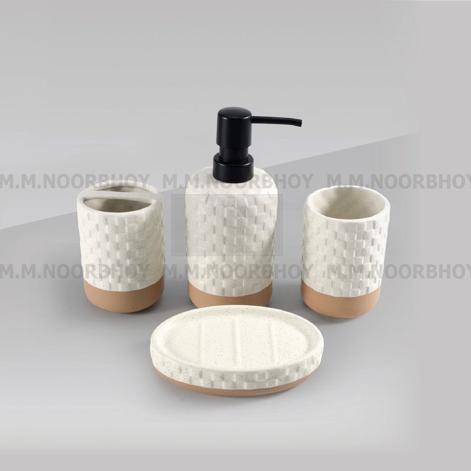 Four Pieces Bathroom Accessories White Color Set Ceramic - BLX/BA/WHT/71885