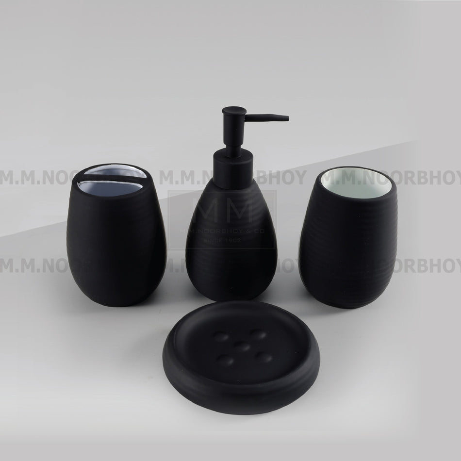 Four Pieces Bathroom Accessories Black Color Set Ceramic - BLX/BA/BLK/71887