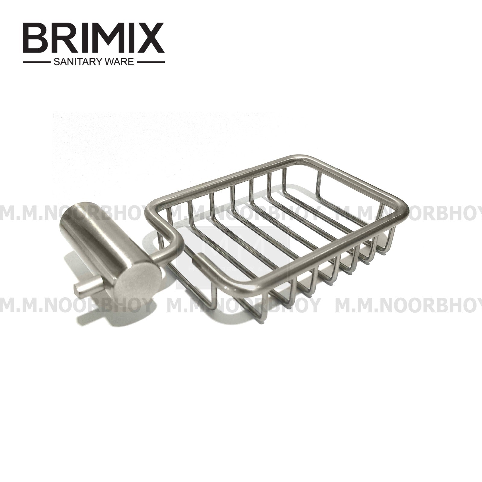 Metal soap dish with holder on a white background, featuring BRIMIX branding.