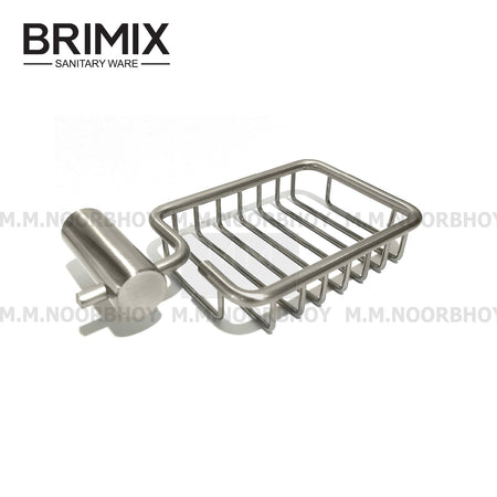 Metal soap dish with holder on a white background, featuring BRIMIX branding.