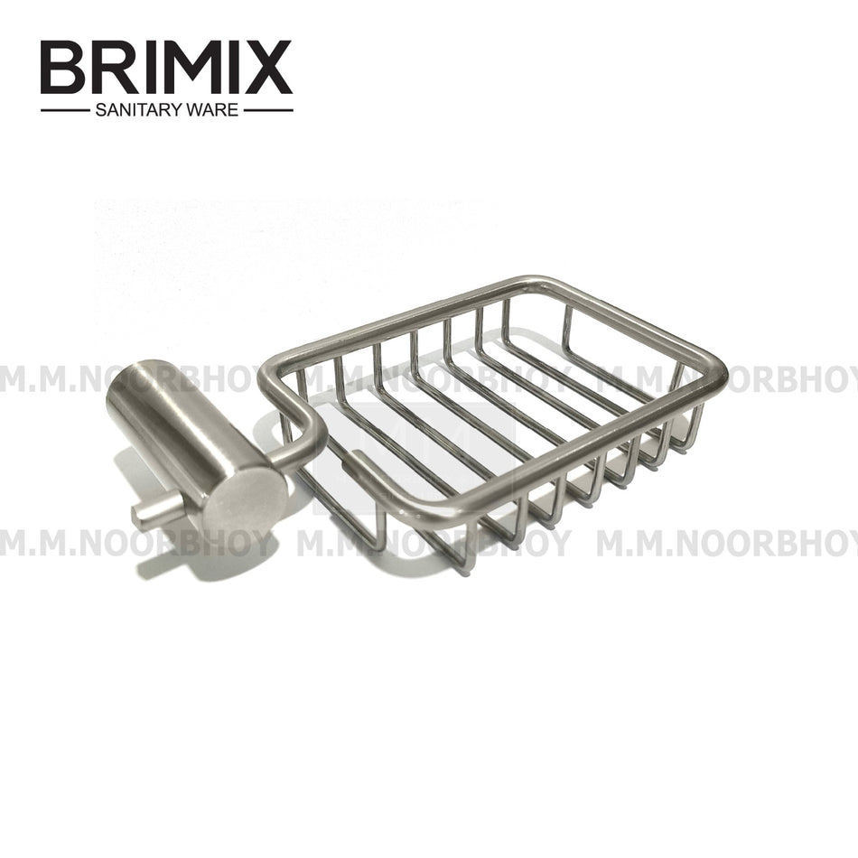 Metal soap dish with holder on a white background, featuring BRIMIX branding.