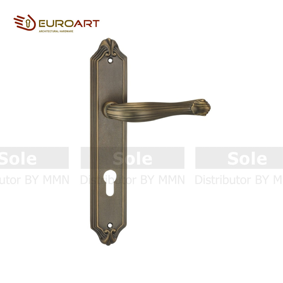 EuroArt Main Door Lever Handle On Backplate, 72mm Centres , MAB Finish (Pair) - EBAR1000/72/MAB