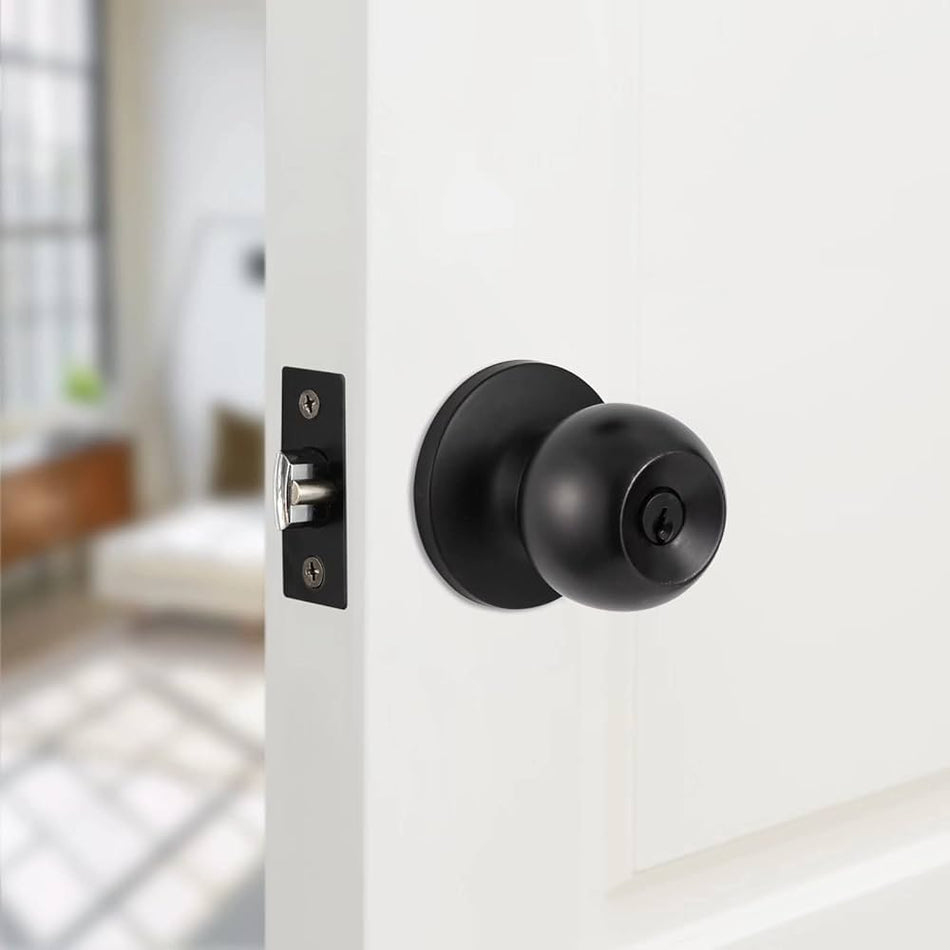 Mcoco Tubular Lock for Bedroom Door with Key Black Finish SS304 - 587ET-SS304