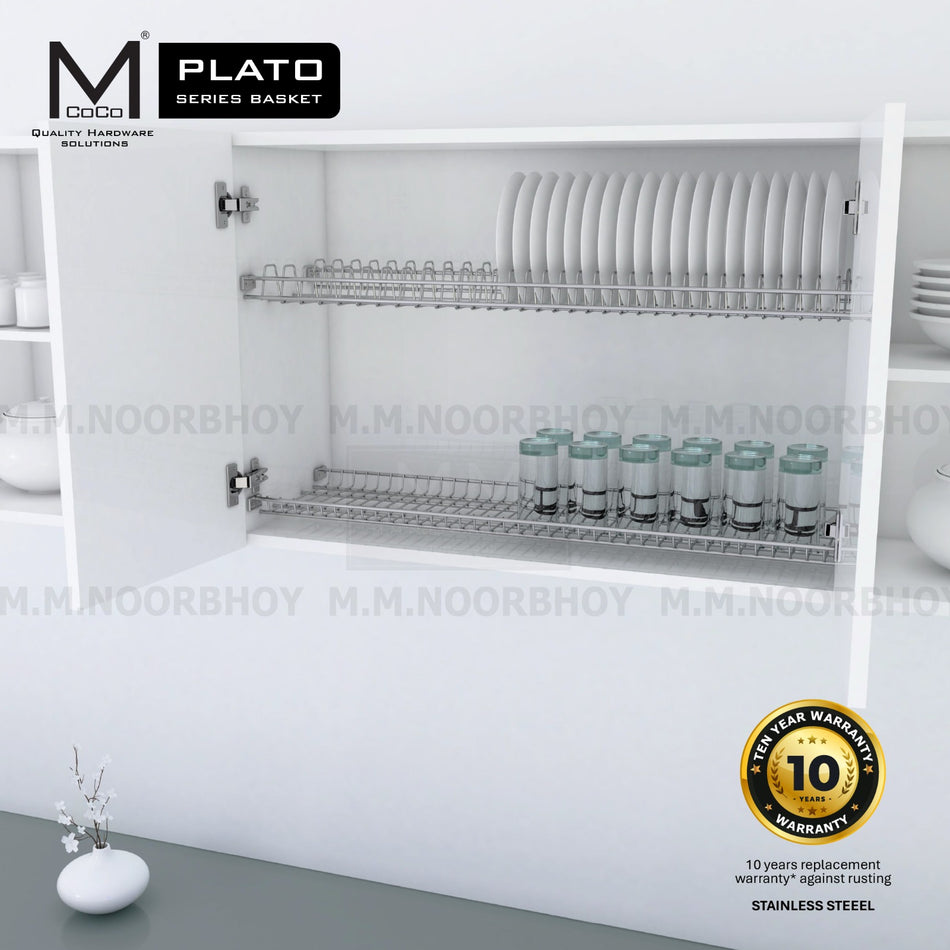 Mcoco Plato Glass & Plate Rack with SS304 Dip Tray Set - MCOPL/DDR/SS/EWCGRPRWB