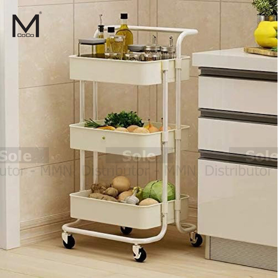 Mcoco Steel White Color Three Layer Multipurpose Trolley Each - YI-8805W