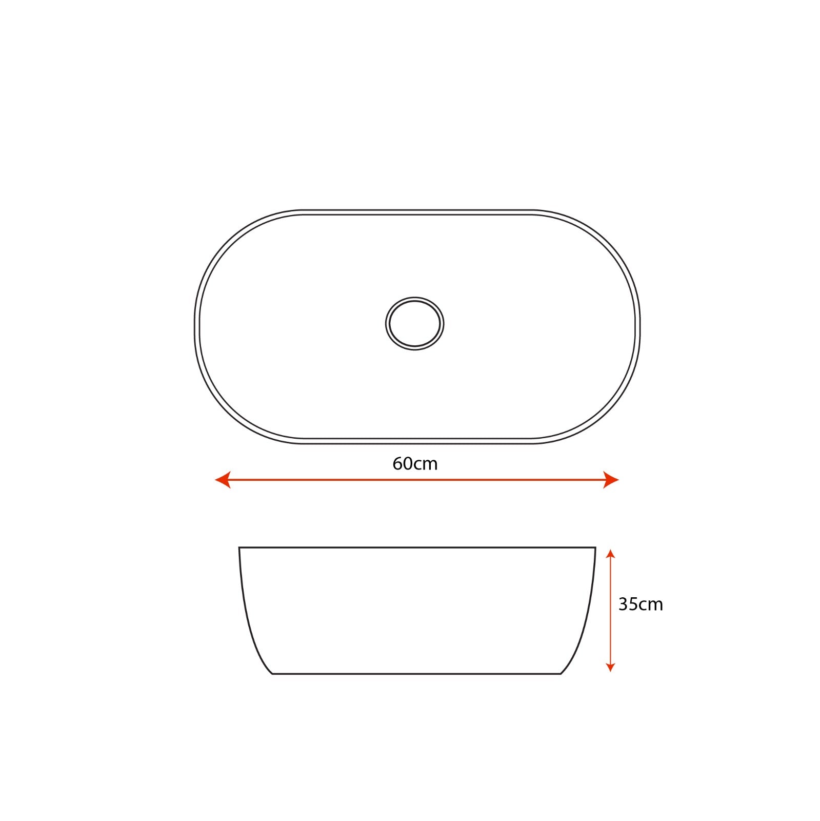 Melamine Sink with Drainer Oval Design