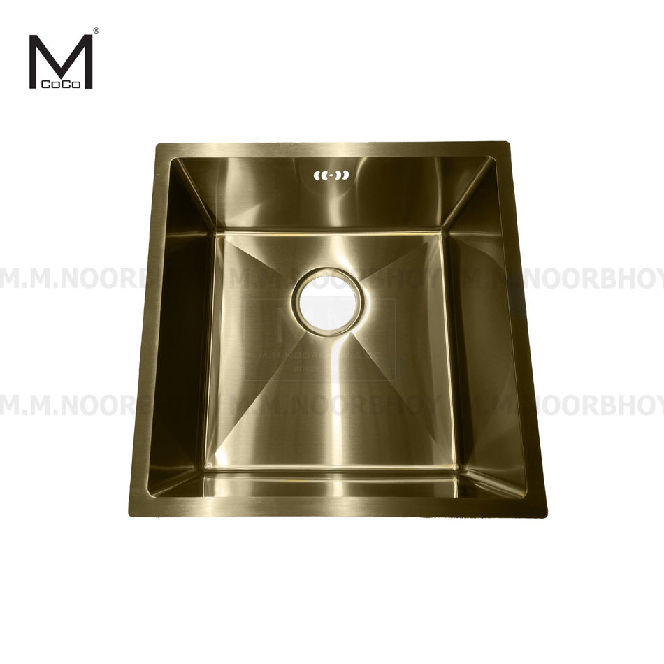 Mcoco D Single Bowl SS304 Sink with Draining Kit Brushed Brass Finish - MCOD/SSINK/BRSHD-BR/4444